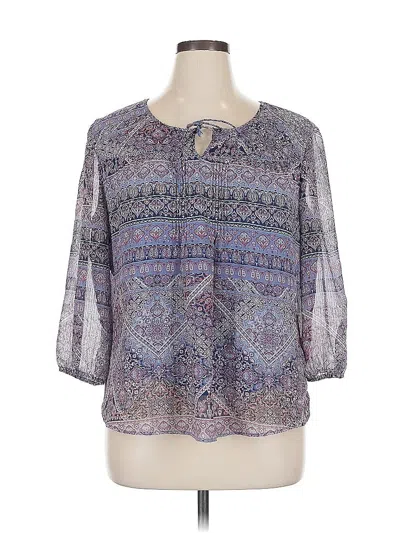 Pre-owned St. John's Bay 3/4 Sleeve Blouse In Purple