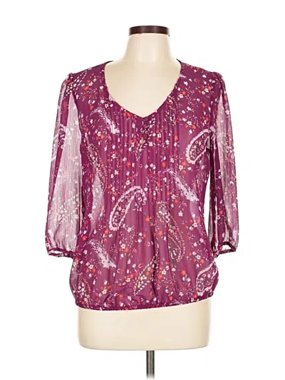 Pre-owned St. John's Bay 3/4 Sleeve Blouse In Purple