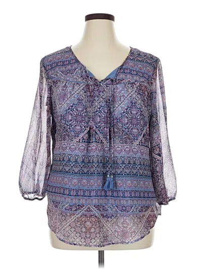 Pre-owned St. John's Bay 3/4 Sleeve Blouse In Purple