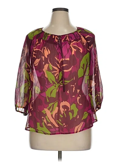 Pre-owned St. John's Bay 3/4 Sleeve Blouse In Purple