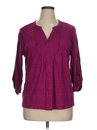 Pre-owned St. John's Bay 3/4 Sleeve Blouse In Purple