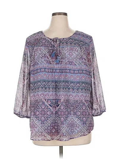 Pre-owned St. John's Bay 3/4 Sleeve Blouse In Purple