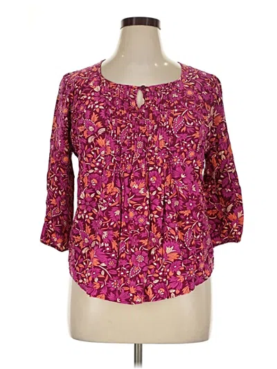 Pre-owned St. John's Bay 3/4 Sleeve Blouse In Purple