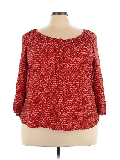 Pre-owned St. John's Bay 3/4 Sleeve Blouse In Red