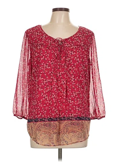 Pre-owned St. John's Bay 3/4 Sleeve Blouse In Red