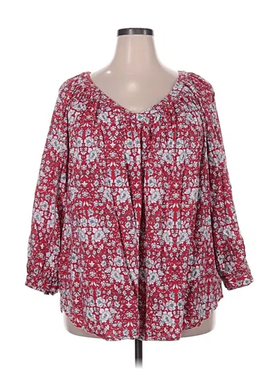 Pre-owned St. John's Bay 3/4 Sleeve Blouse In Red