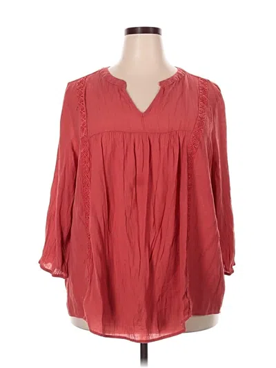 Pre-owned St. John's Bay 3/4 Sleeve Blouse In Red
