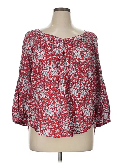 Pre-owned St. John's Bay 3/4 Sleeve Blouse In Red