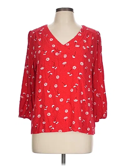Pre-owned St. John's Bay 3/4 Sleeve Blouse In Red