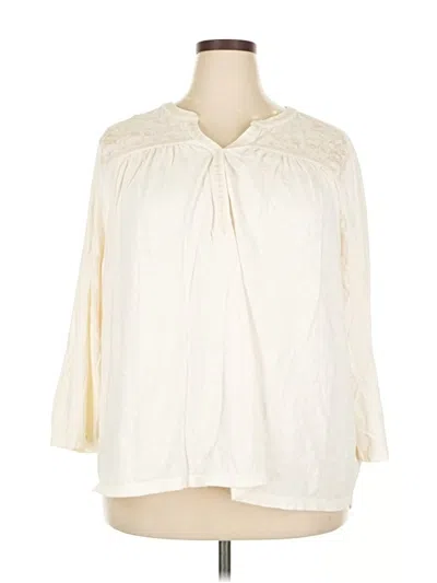 Pre-owned St. John's Bay 3/4 Sleeve Blouse In White