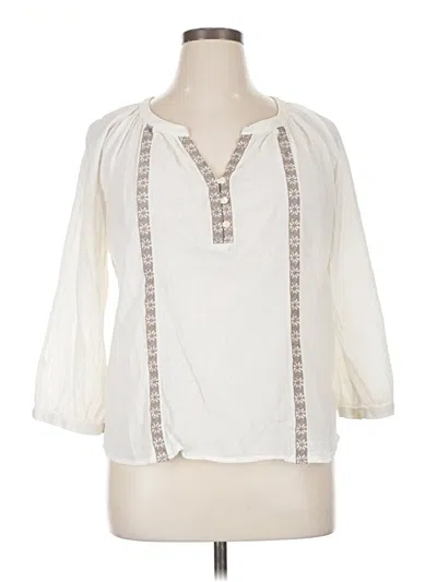 Pre-owned St. John's Bay 3/4 Sleeve Blouse In White
