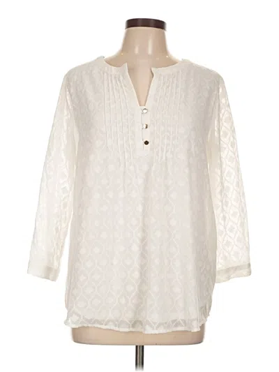 Pre-owned St. John's Bay 3/4 Sleeve Blouse In White