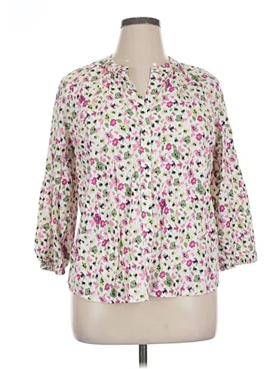 Pre-owned St. John's Bay 3/4 Sleeve Blouse In White