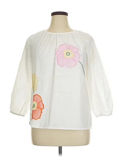 Pre-owned St. John's Bay 3/4 Sleeve Blouse In White