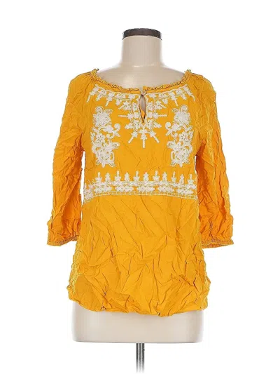 Pre-owned St. John's Bay 3/4 Sleeve Blouse In Yellow