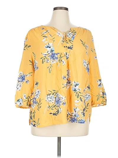 Pre-owned St. John's Bay 3/4 Sleeve Blouse In Yellow