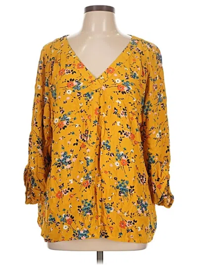 Pre-owned St. John's Bay 3/4 Sleeve Blouse In Yellow
