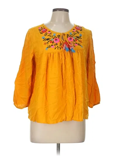 Pre-owned St. John's Bay 3/4 Sleeve Blouse In Yellow