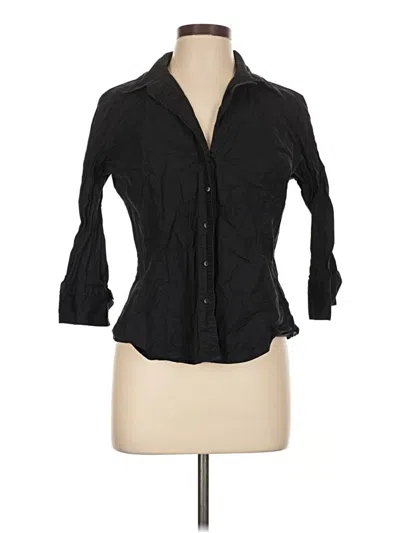 Pre-owned St. John's Bay 3/4 Sleeve Button Down Shirt In Black