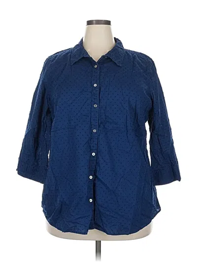 Pre-owned St. John's Bay 3/4 Sleeve Button Down Shirt In Blue