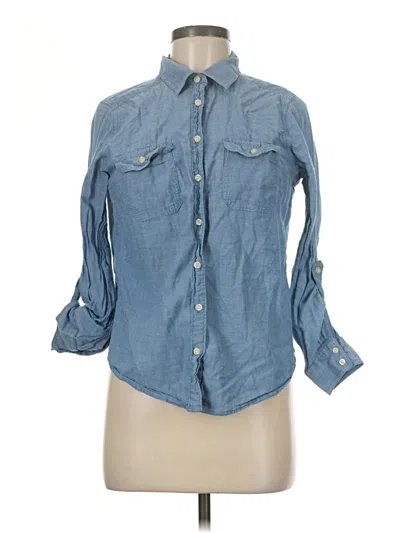 Pre-owned St. John's Bay 3/4 Sleeve Button Down Shirt In Blue