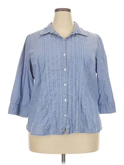 Pre-owned St. John's Bay 3/4 Sleeve Button Down Shirt In Blue