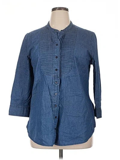 Pre-owned St. John's Bay 3/4 Sleeve Button Down Shirt In Blue