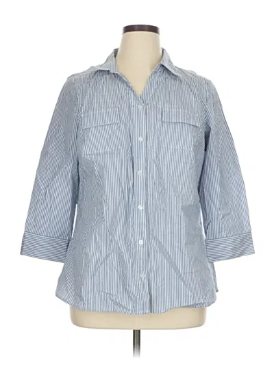 Pre-owned St. John's Bay 3/4 Sleeve Button Down Shirt In Blue
