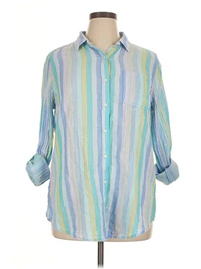 Pre-owned St. John's Bay 3/4 Sleeve Button Down Shirt In Blue