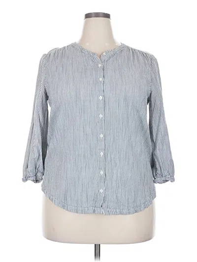Pre-owned St. John's Bay 3/4 Sleeve Button Down Shirt In Blue