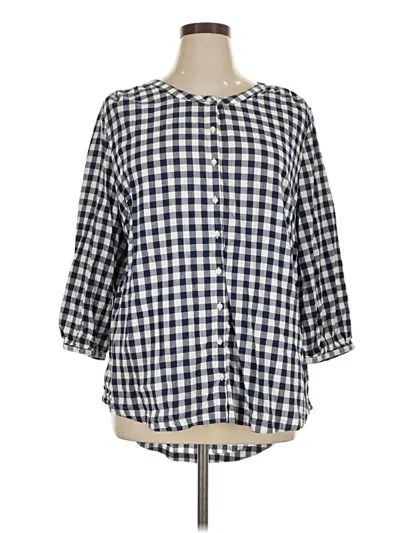 Pre-owned St. John's Bay 3/4 Sleeve Button Down Shirt In Blue