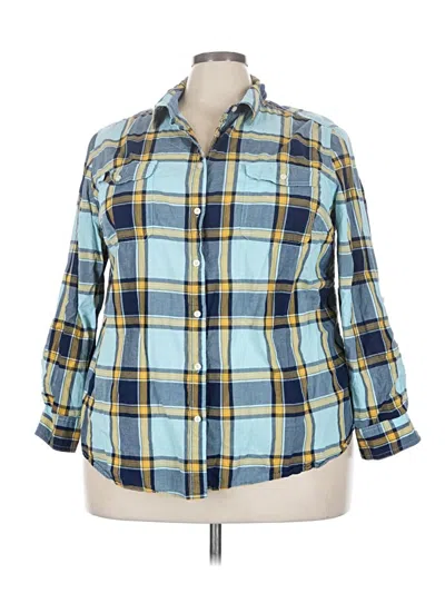Pre-owned St. John's Bay 3/4 Sleeve Button Down Shirt In Blue