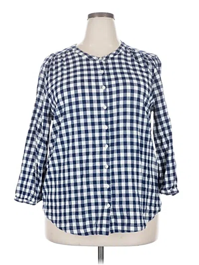 Pre-owned St. John's Bay 3/4 Sleeve Button Down Shirt In Blue
