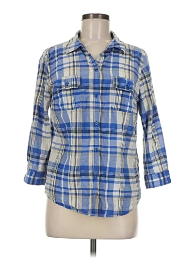 Pre-owned St. John's Bay 3/4 Sleeve Button Down Shirt In Blue