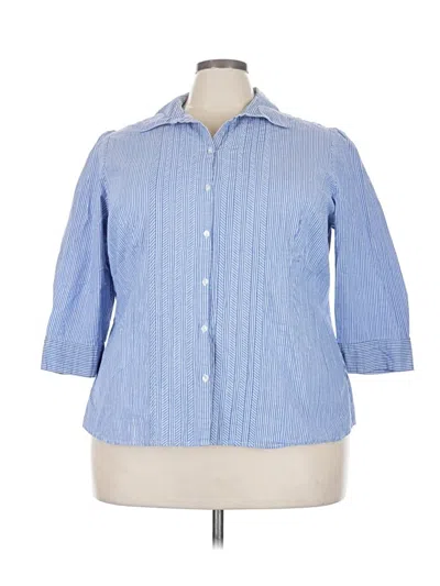 Pre-owned St. John's Bay 3/4 Sleeve Button Down Shirt In Blue