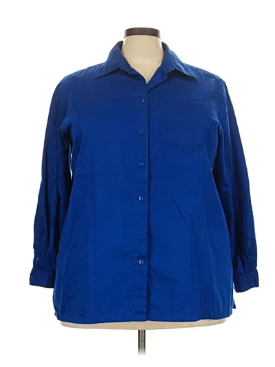 Pre-owned St. John's Bay 3/4 Sleeve Button Down Shirt In Blue