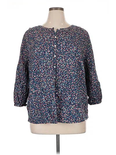 Pre-owned St. John's Bay 3/4 Sleeve Button Down Shirt In Blue