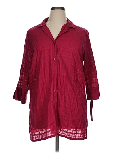 Pre-owned St. John's Bay 3/4 Sleeve Button Down Shirt In Burgundy