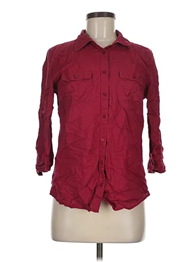 Pre-owned St. John's Bay 3/4 Sleeve Button Down Shirt In Burgundy