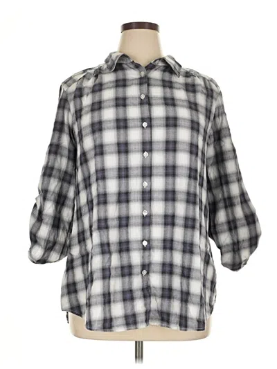 Pre-owned St. John's Bay 3/4 Sleeve Button Down Shirt In Gray