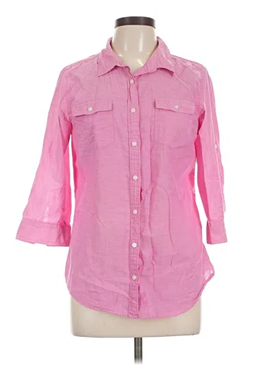 Pre-owned St. John's Bay 3/4 Sleeve Button Down Shirt In Pink