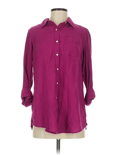 Pre-owned St. John's Bay 3/4 Sleeve Button Down Shirt In Purple