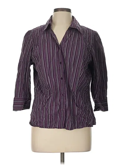 Pre-owned St. John's Bay 3/4 Sleeve Button Down Shirt In Purple