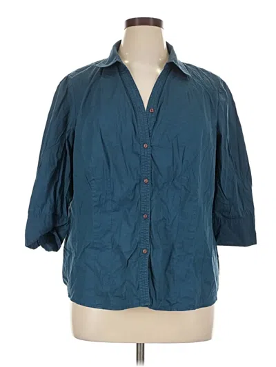 Pre-owned St. John's Bay 3/4 Sleeve Button Down Shirt In Teal
