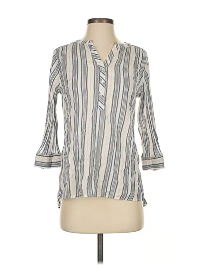 Pre-owned St. John's Bay 3/4 Sleeve Button Down Shirt In White