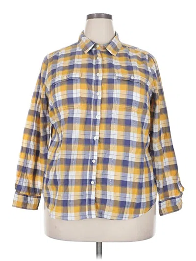 Pre-owned St. John's Bay 3/4 Sleeve Button Down Shirt In Yellow