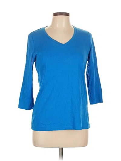 Pre-owned St. John's Bay 3/4 Sleeve T-shirt In Blue