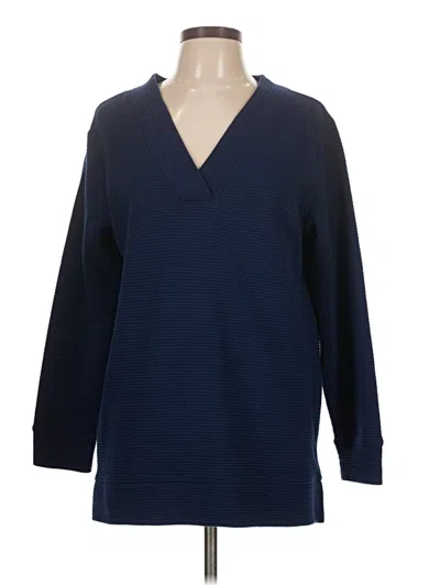 Pre-owned St. John's Bay 3/4 Sleeve Top Blue V-neck Tops