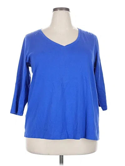 Pre-owned St. John's Bay 3/4 Sleeve Top Blue V-neck Tops
