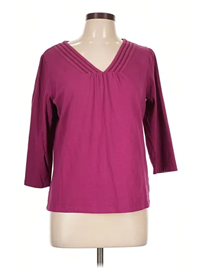 Pre-owned St. John's Bay 3/4 Sleeve Top Burgundy V-neck Tops